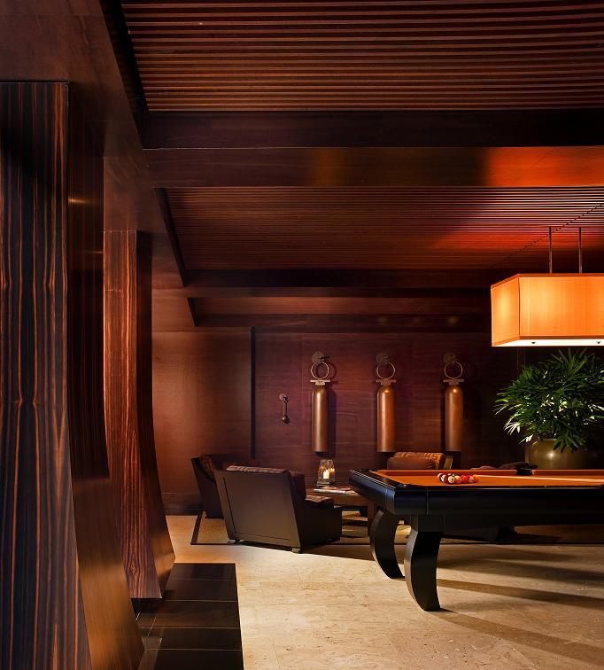 Macassar Ebony flared columns in the Billiard room
